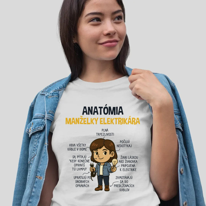 Anatómia manželky elektrikára - dámske tričko s potlačou