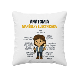 Anatómia manželky elektrikára - vankúš s potlačou