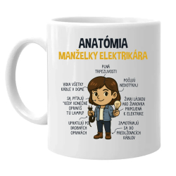 Anatómia manželky elektrikára - keramický hrnček s potlačou