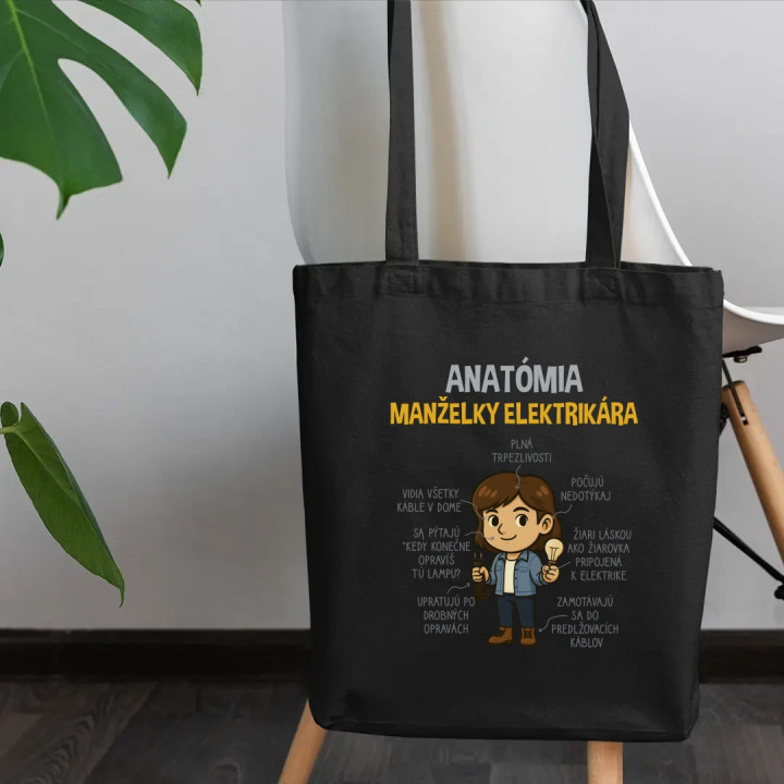 Anatómia manželky elektrikára - taška s potlačou