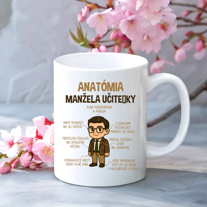 Anatómia manžela učiteľky - keramický hrnček s potlačou