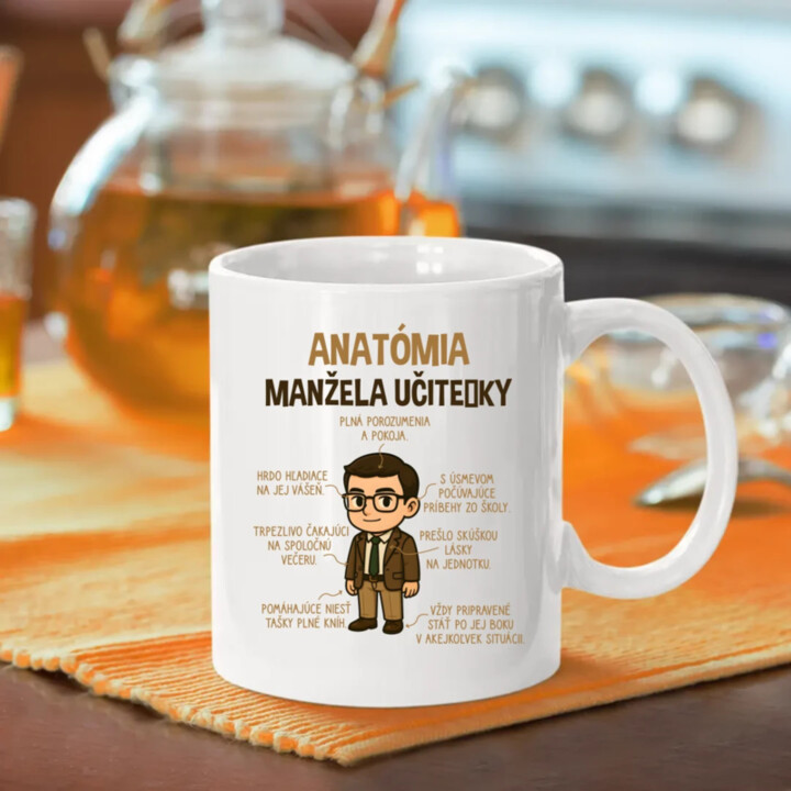 Anatómia manžela učiteľky - keramický hrnček s potlačou