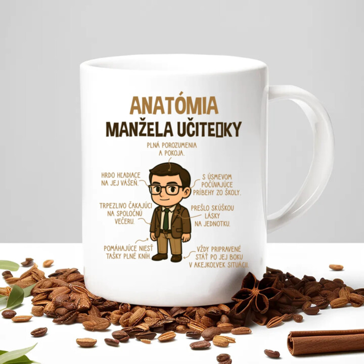 Anatómia manžela učiteľky - keramický hrnček s potlačou
