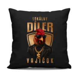 Lokálny díler vajíčok v2 - čierny vankúš s potlačou