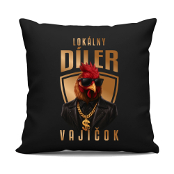 Lokálny díler vajíčok v2 - čierny vankúš s potlačou