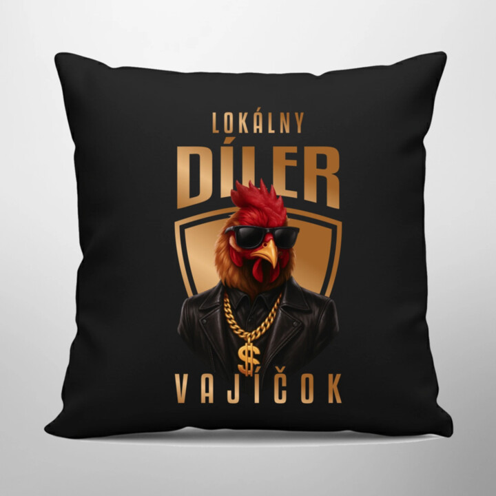 Lokálny díler vajíčok v2 - čierny vankúš s potlačou