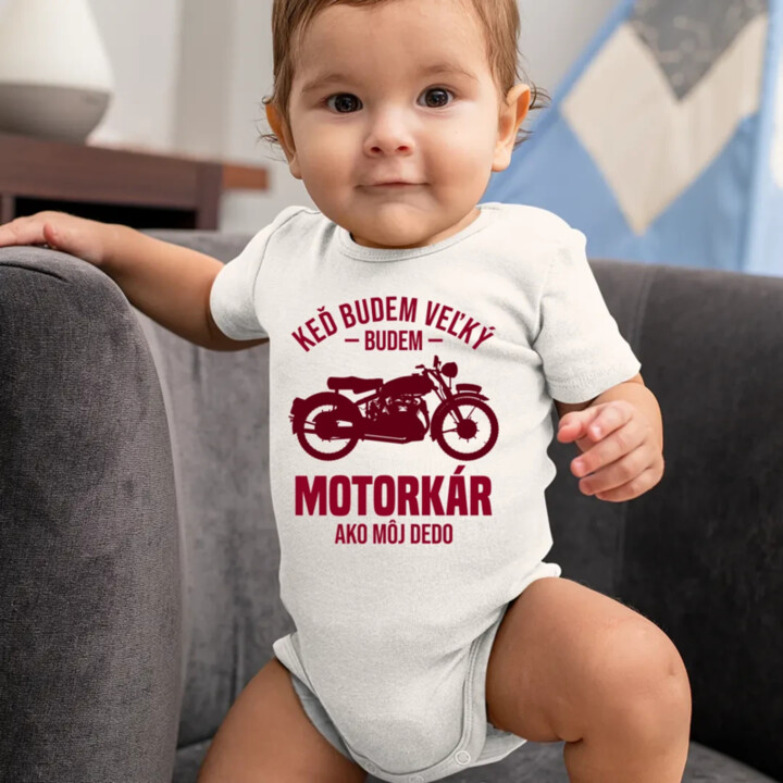 Keď budem veľký, budem motorkár ako môj dedo  - body s potlačou