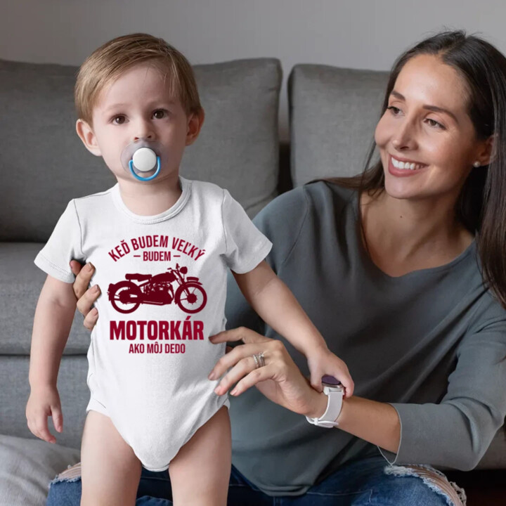 Keď budem veľký, budem motorkár ako môj dedo  - body s potlačou