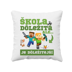 Škola je dôležitá, ale Minecraft je dôležitejší - vankúš s potlačou