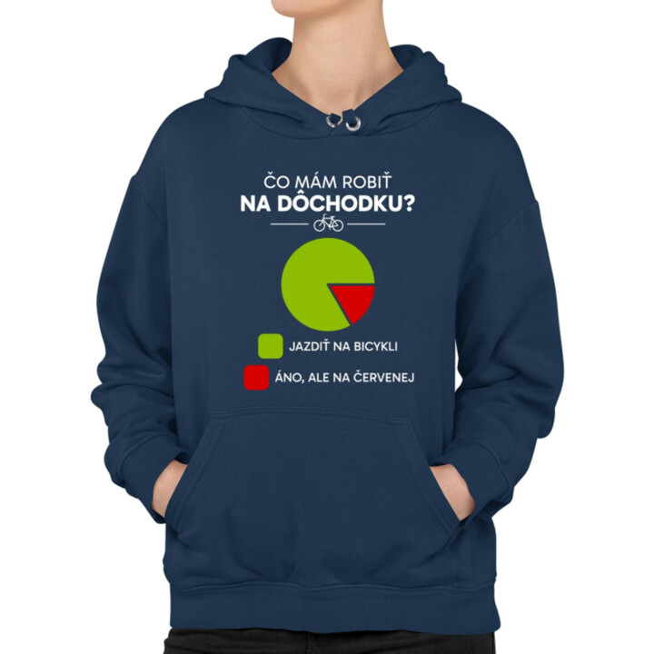 Čo mám robiť na dôchodku? Jazdiť na bicykli / Áno, ale na červenej  - dámska mikina s potlačou