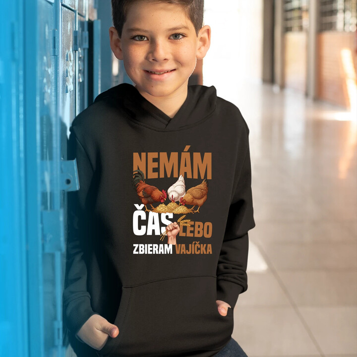 Nemám čas, lebo zbieram vajíčka - detská mikina s kapucňou