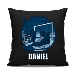 Hokej – meno - čierny vankúš s potlačou - personalizovaný produkt