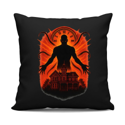 Dom Večný – pre fanúšikov seriálu Stranger Things - čierny vankúš s potlačou