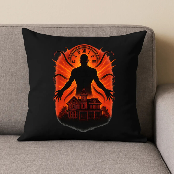 Dom Večný – pre fanúšikov seriálu Stranger Things - čierny vankúš s potlačou