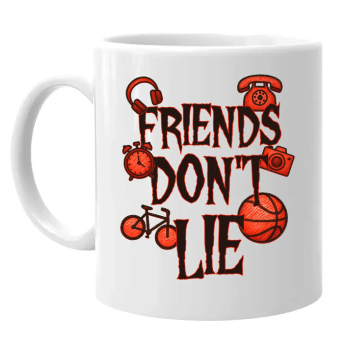 Friends don't lie – pre fanúšikov seriálu Stranger Things - keramický hrnček s potlačou