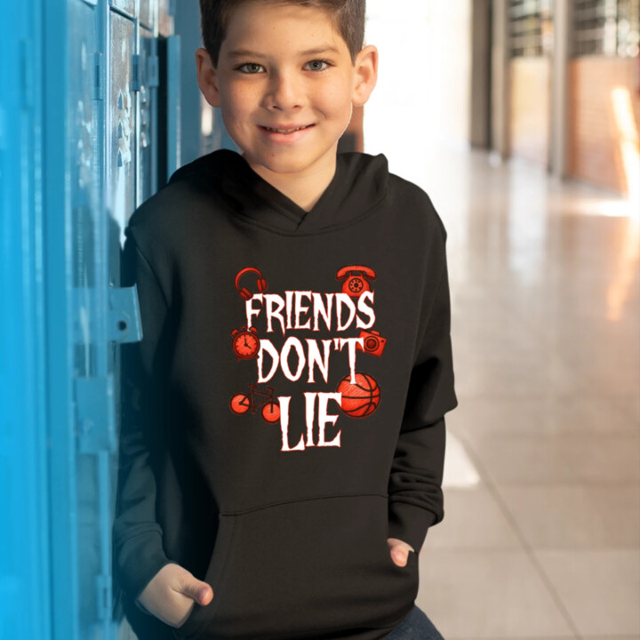 Friends don't lie – pre fanúšikov seriálu Stranger Things - detská mikina s kapucňou