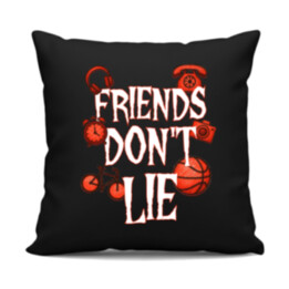 Friends don't lie – pre fanúšikov seriálu Stranger Things - čierny vankúš s potlačou