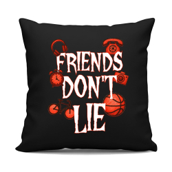 Friends don't lie – pre fanúšikov seriálu Stranger Things - čierny vankúš s potlačou
