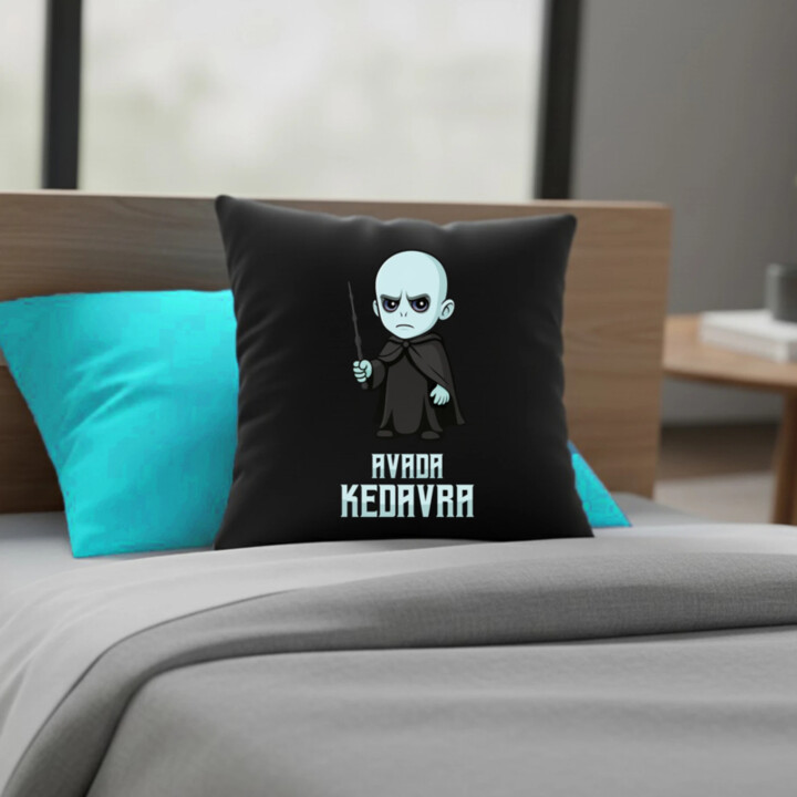 Avada Kedavra - Pre fanúšikov série Harry Potter - čierny vankúš s potlačou