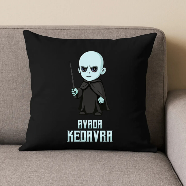 Avada Kedavra - Pre fanúšikov série Harry Potter - čierny vankúš s potlačou