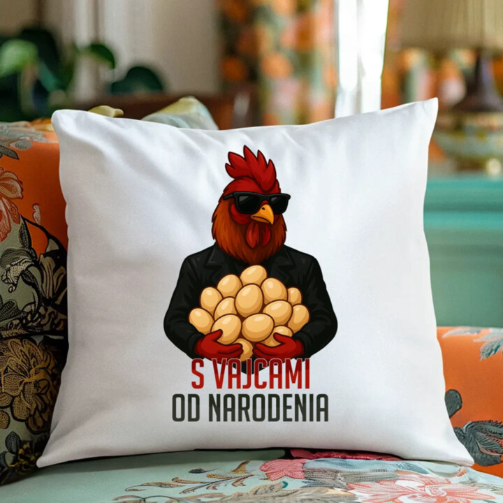 S vajcami od narodenia - vankúš s potlačou