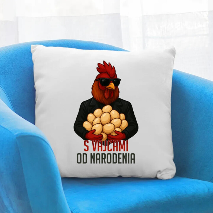 S vajcami od narodenia - vankúš s potlačou