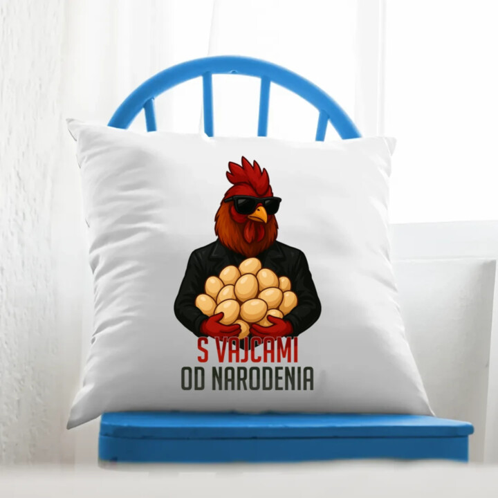 S vajcami od narodenia - vankúš s potlačou