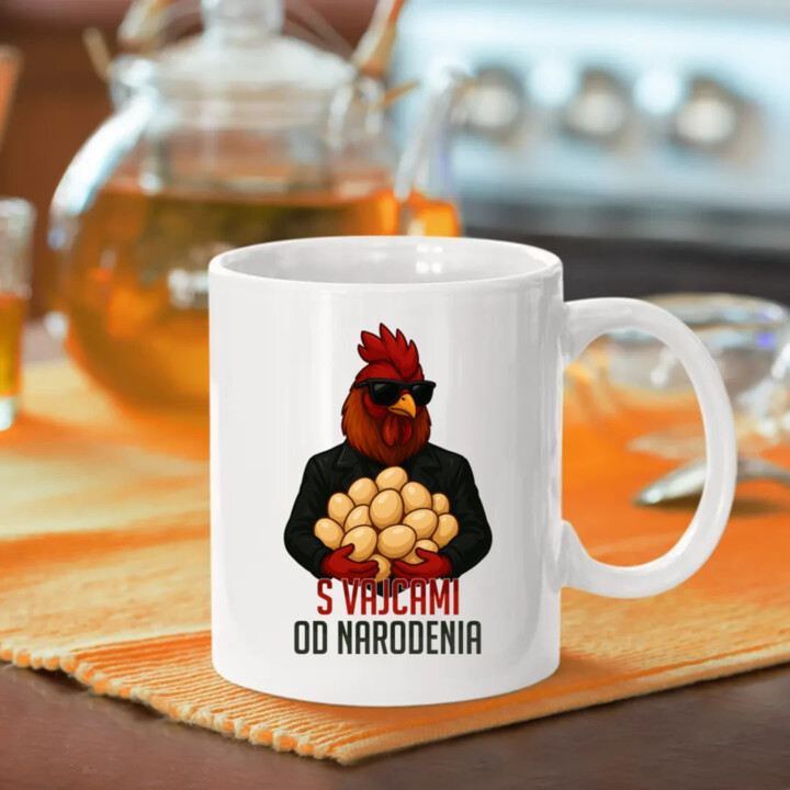 S vajcami od narodenia - keramický hrnček s potlačou