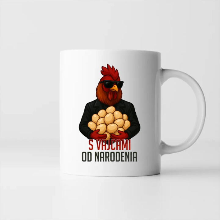 S vajcami od narodenia - keramický hrnček s potlačou