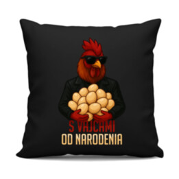 S vajcami od narodenia - čierny vankúš s potlačou