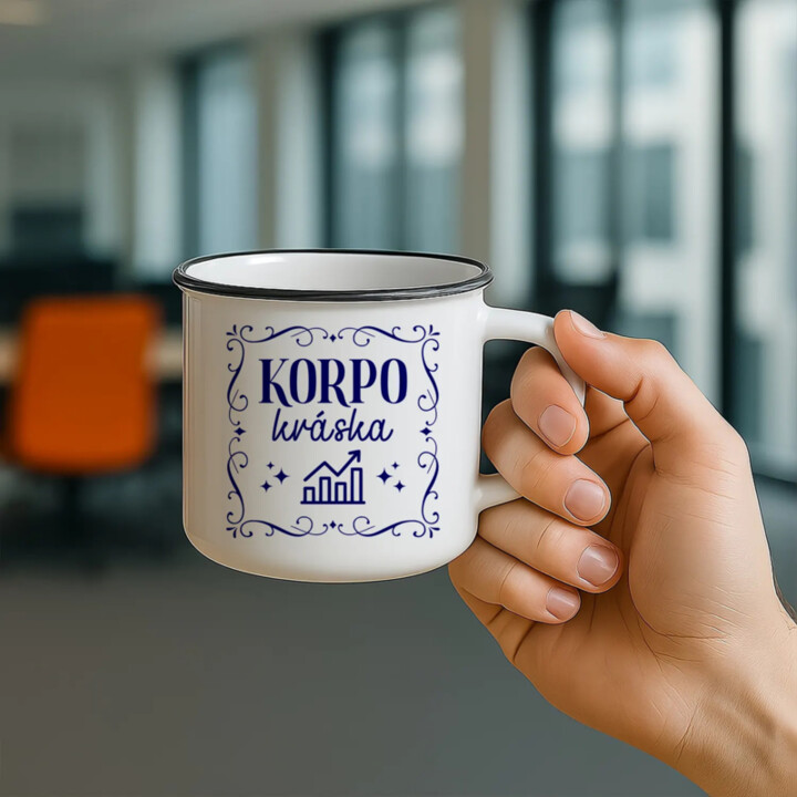 Korpo kráska - keramický smaltovaný hrnček s potlačou