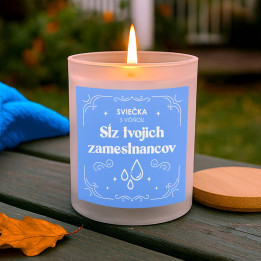 Sviečka s vôňou sĺz tvojich zamestnancov - vonná sviečka s potlačou