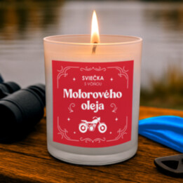 Sviečka s vôňou motorového oleja - vonná sviečka s potlačou