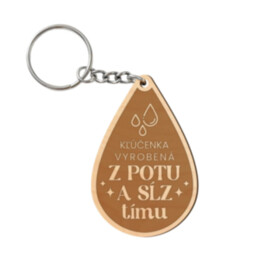 Kľúčenka vyrobená z potu a sĺz tímu - kľúčenka s gravírovaním