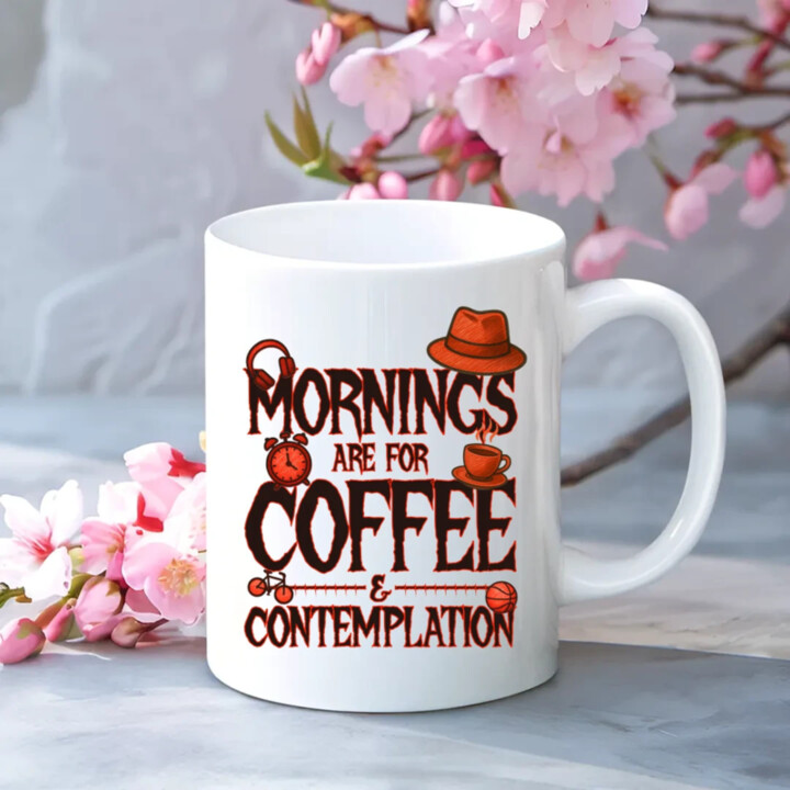 Mornings are for coffee and contemplation - pro fanoušky seriálu Stranger Things - keramický hrnček s potlačou
