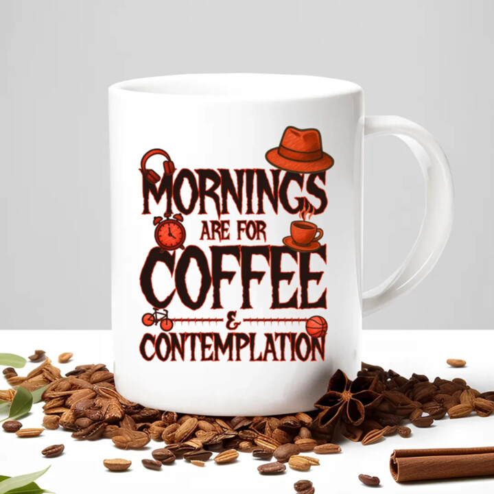 Mornings are for coffee and contemplation - pro fanoušky seriálu Stranger Things - keramický hrnček s potlačou