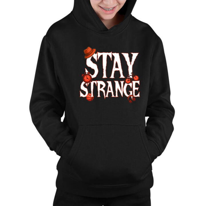 Stay strange pre fanúšikov seriálu Stranger Things - detská mikina s kapucňou