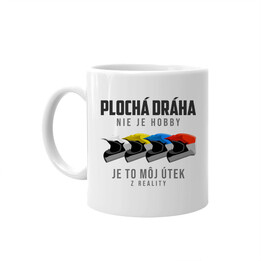 Plochá dráha nie je hobby, je to môj útek z reality - keramický hrnček s potlačou