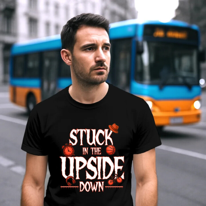 Stuck in the upside down pre fanúšikov seriálu Stranger Things - pánske tričko s potlačou