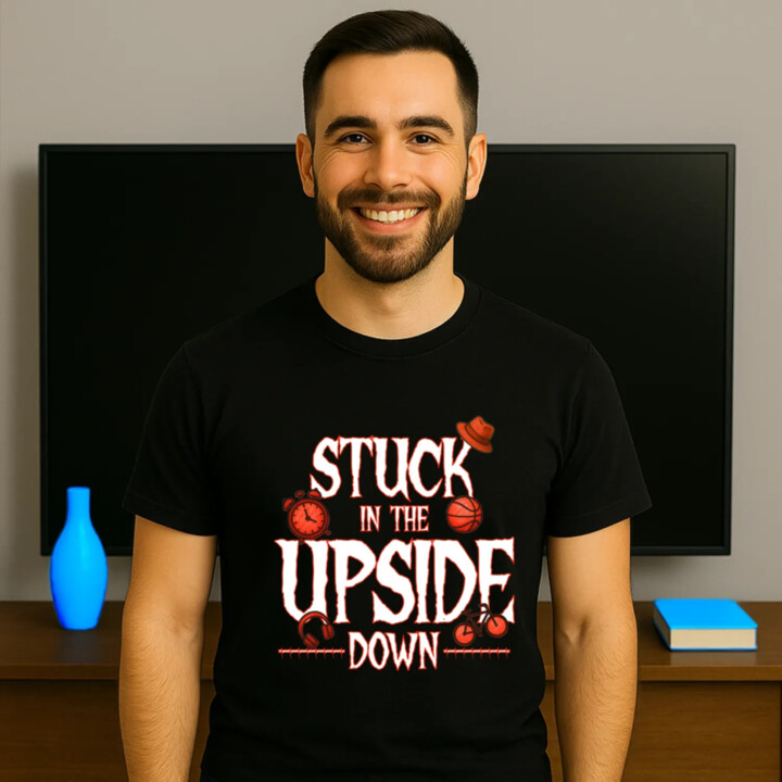 Stuck in the upside down pre fanúšikov seriálu Stranger Things - pánske tričko s potlačou