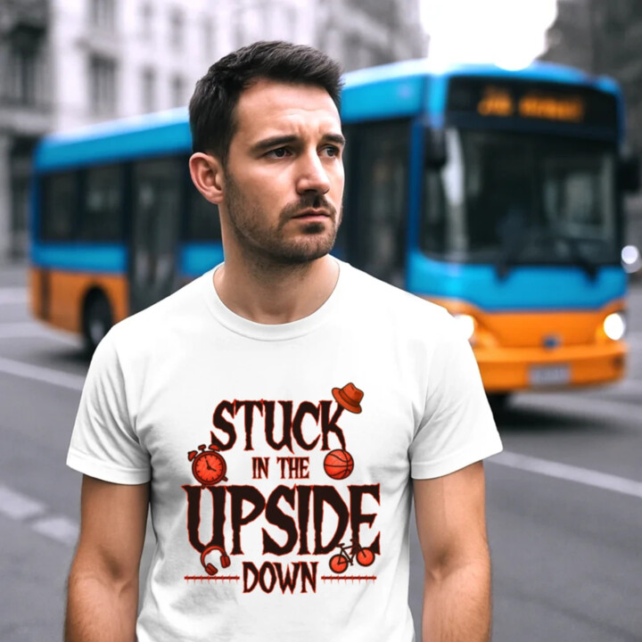 Stuck in the upside down pre fanúšikov seriálu Stranger Things - pánske tričko s potlačou