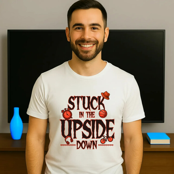 Stuck in the upside down pre fanúšikov seriálu Stranger Things - pánske tričko s potlačou
