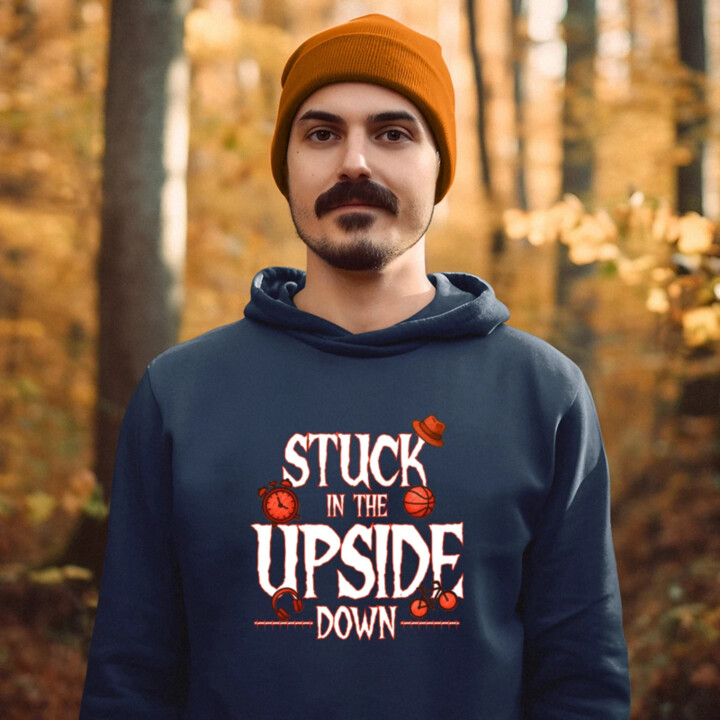 Stuck in the upside down pre fanúšikov seriálu Stranger Things  - pánska mikina s potlačou