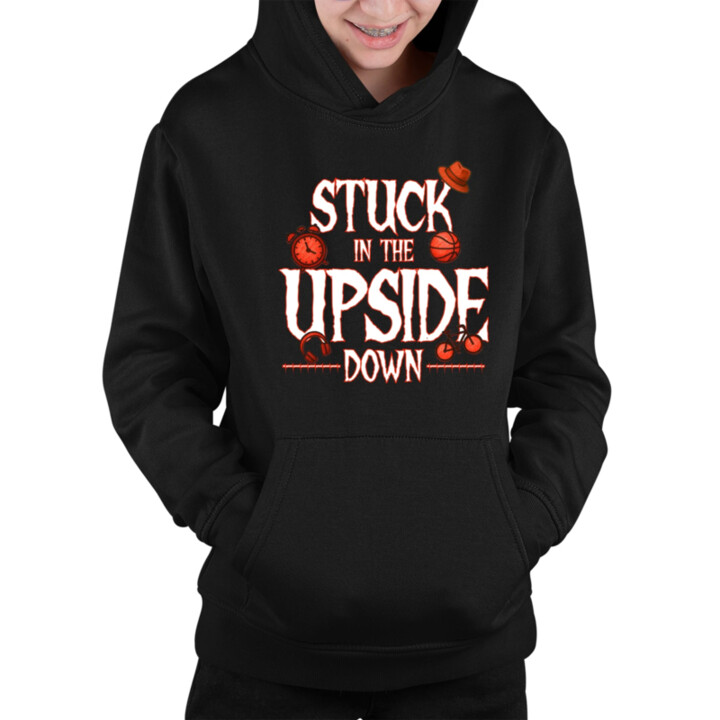 Stuck in the upside down pre fanúšikov seriálu Stranger Things - detská mikina s kapucňou