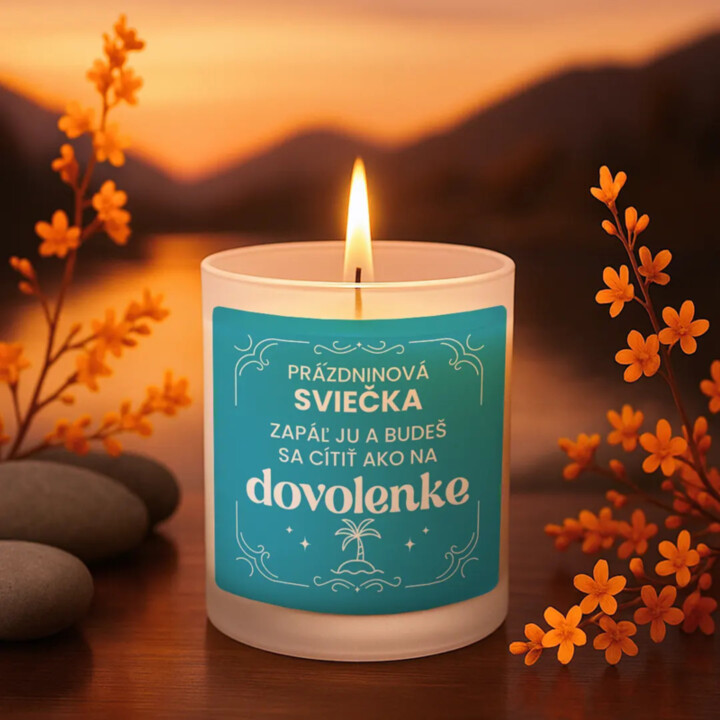 Prázdninová sviečka - vonná svieca s potlačou