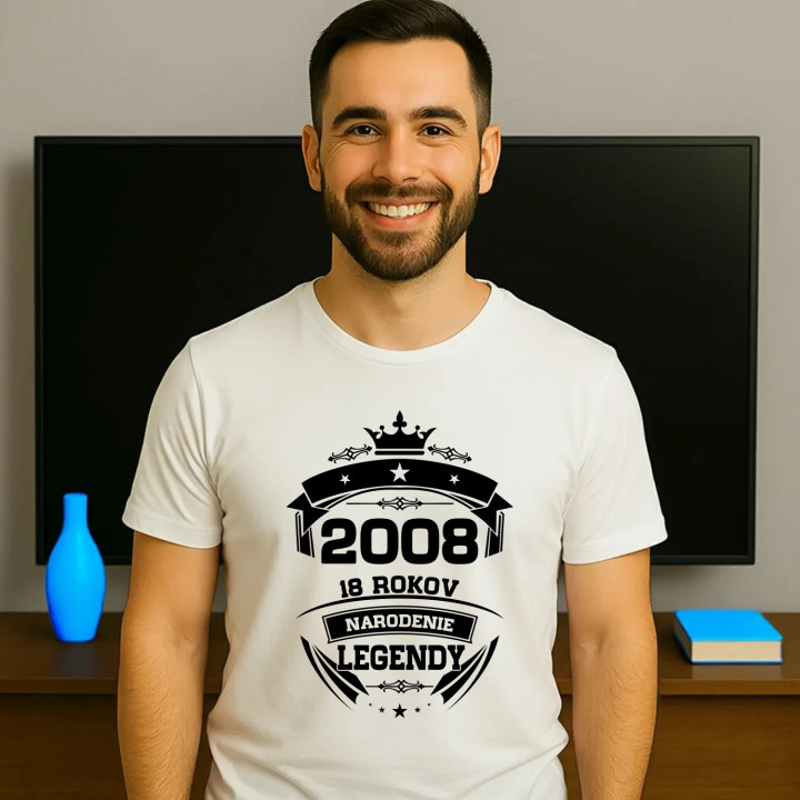 2008 Narodenie legendy 18 rokov - pánske tričko s potlačou