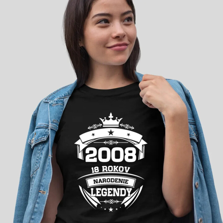 2008 Narodenie legendy 18 rokov - dámske tričko s potlačou