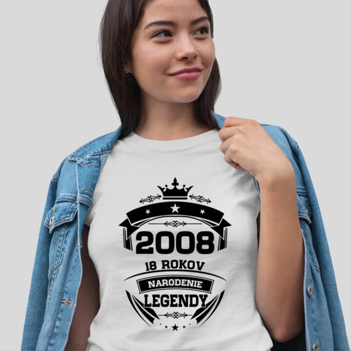2008 Narodenie legendy 18 rokov - dámske tričko s potlačou