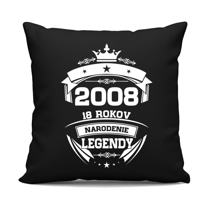 2008 Narodenie legendy 18 rokov - čierny vankúš s potlačou