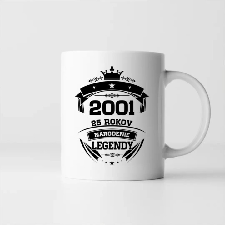 2001 Narodenie legendy 25 rokov - keramický hrnček s potlačou